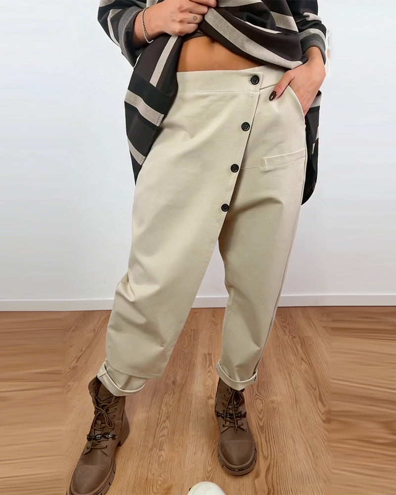 Designer-Style Irregular-Cut Carrot Pants
