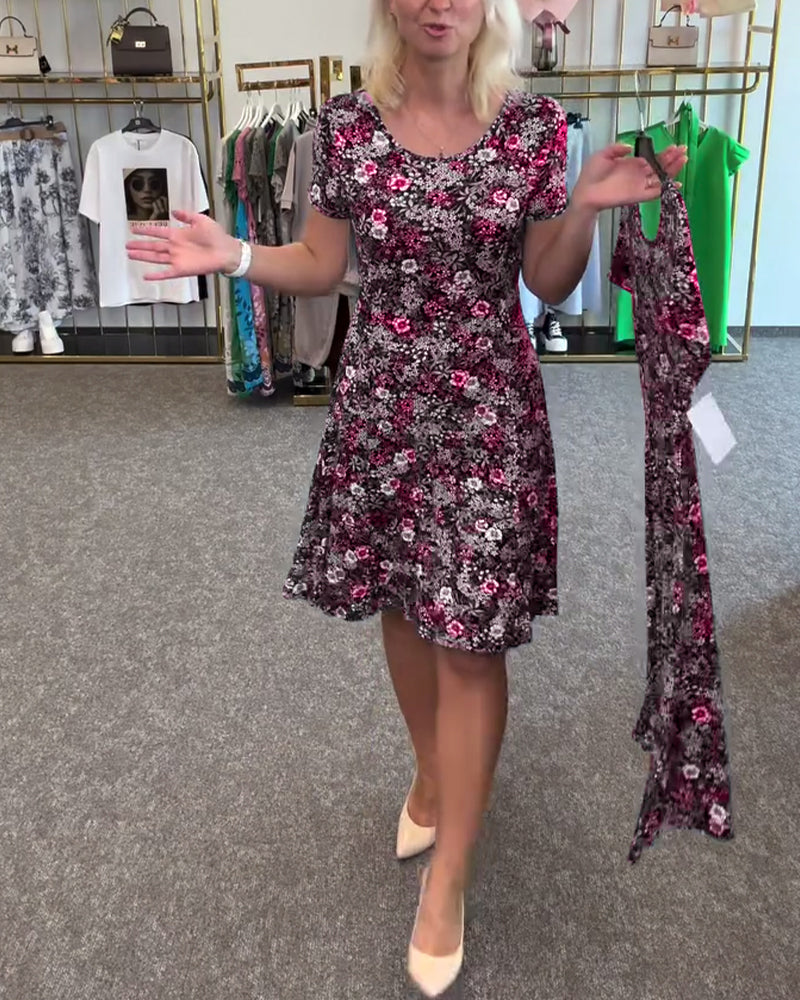 Aumora Temperament Slim Waist Printed Dress