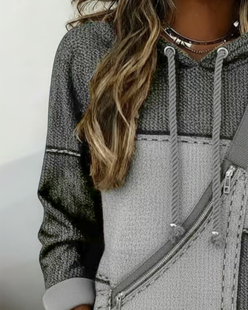 Stylish Color-Blocked Hoodie