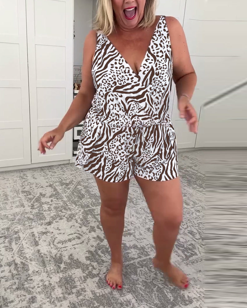 Zebra Print Slim Fit Swimsuit