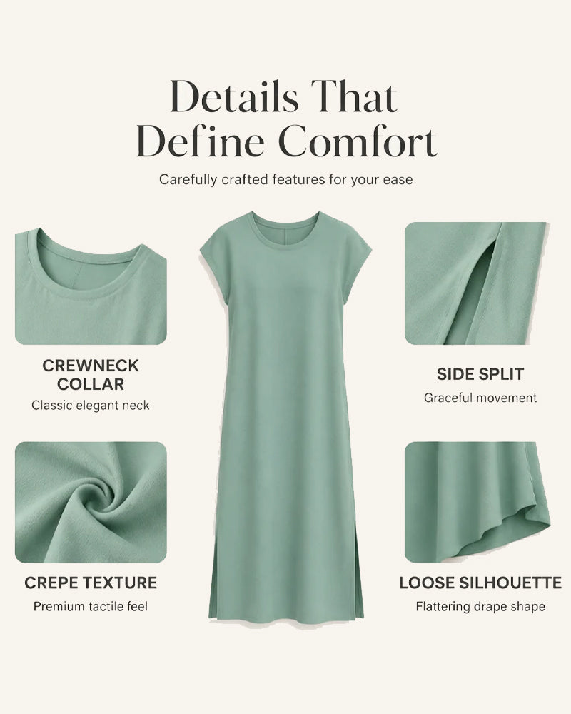 Midi Length Slit Loose Dress