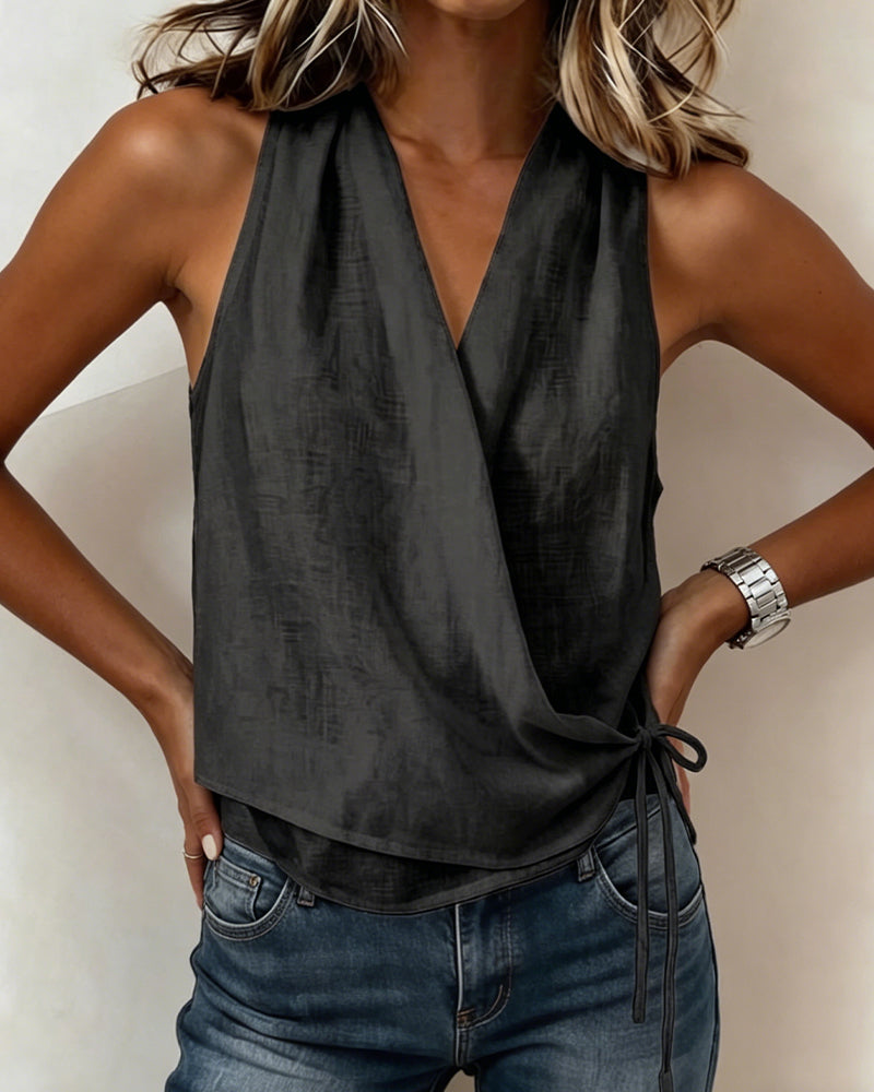 Solid Sleeveless Halter Blouse