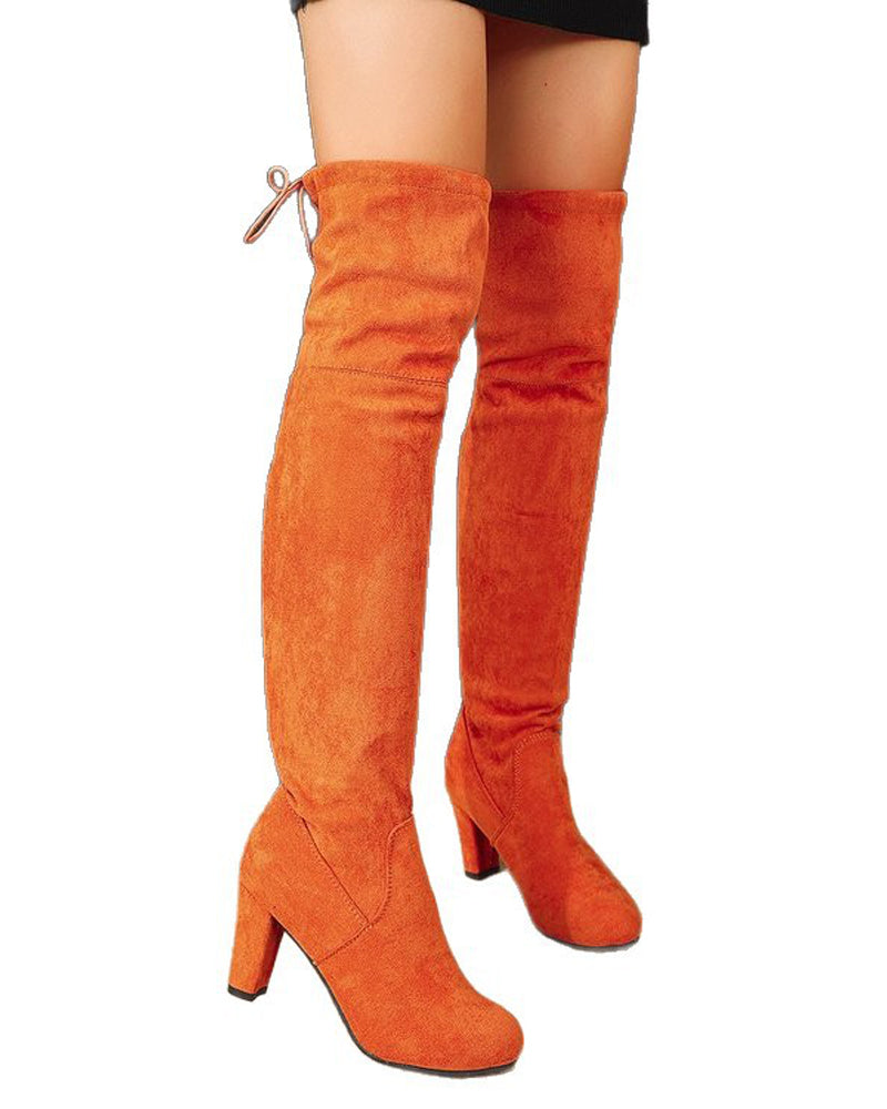 Elegant Over-The-Knee Boots Made Of Imitation Suede