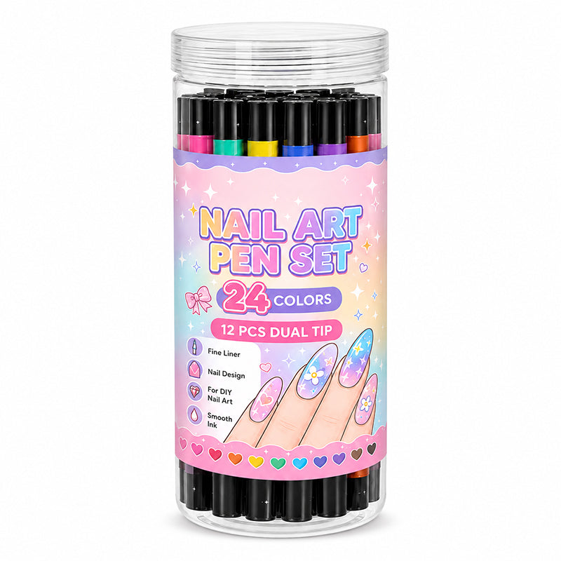 24 Colors Dual Ended Nail Art Pens Set