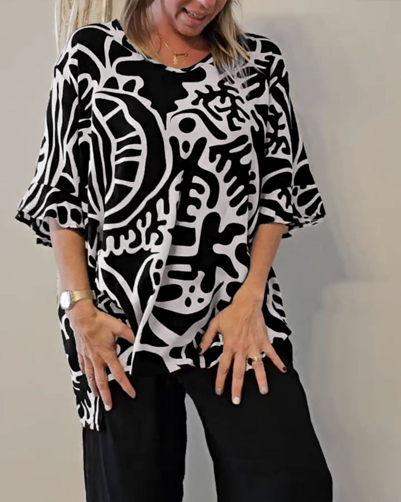 Abstract Botanical Print Loose Top