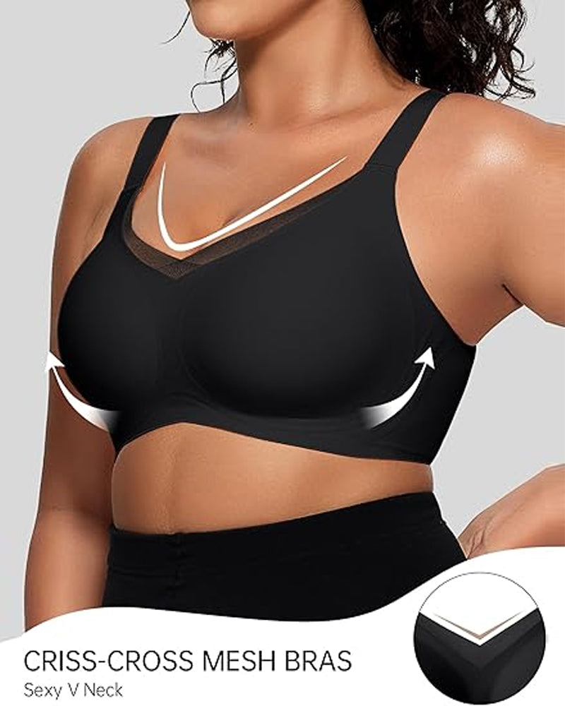 Womens Wireless Bras V Mesh Comfortable Bralette Supportive