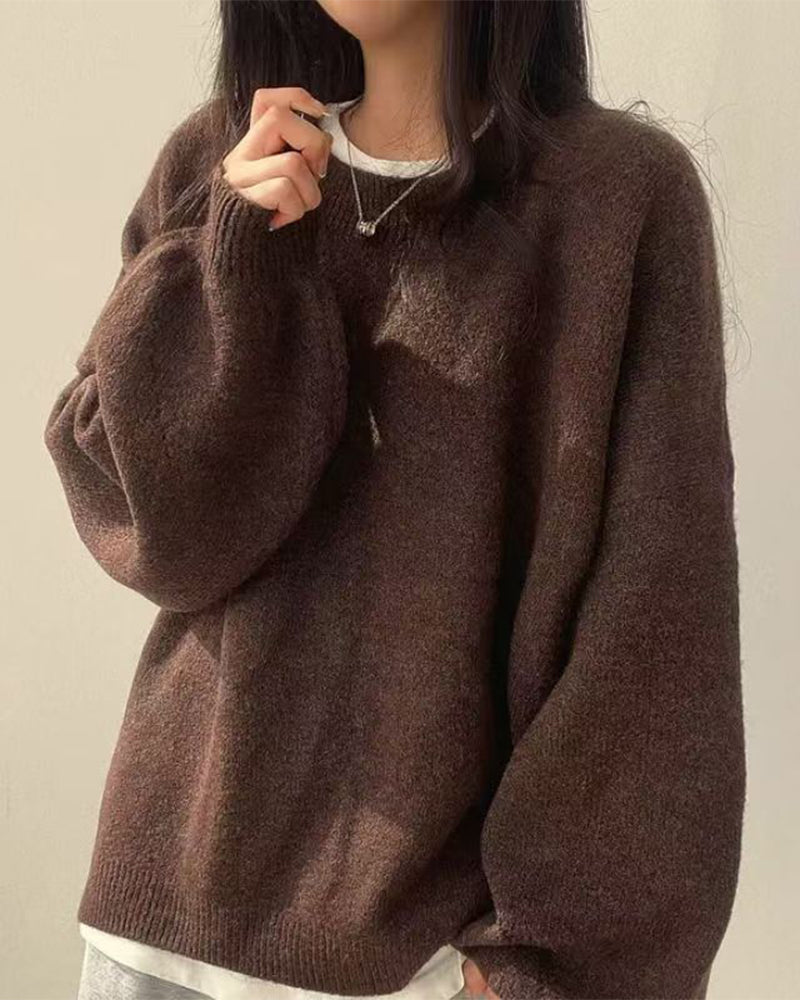 Crew Neck Side Slit Pullover
