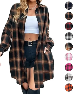 Casual Plaid Print Long Shirt