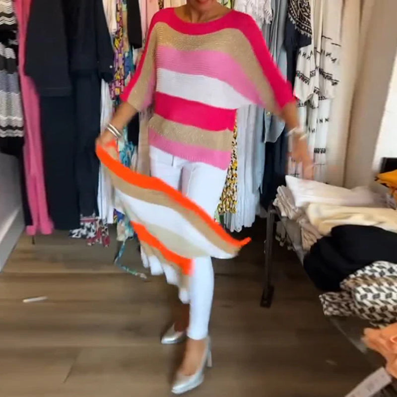 Aumora Color block crew neck sweater