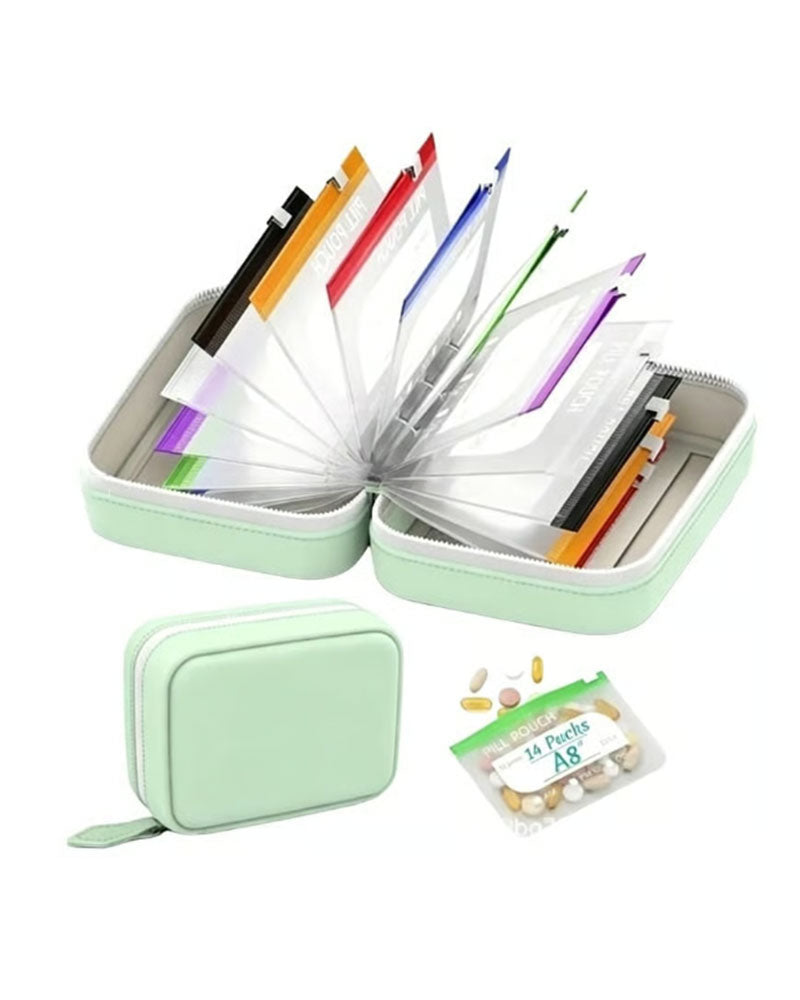 Premium Waterproof PU Travel Pill Organizer Set
