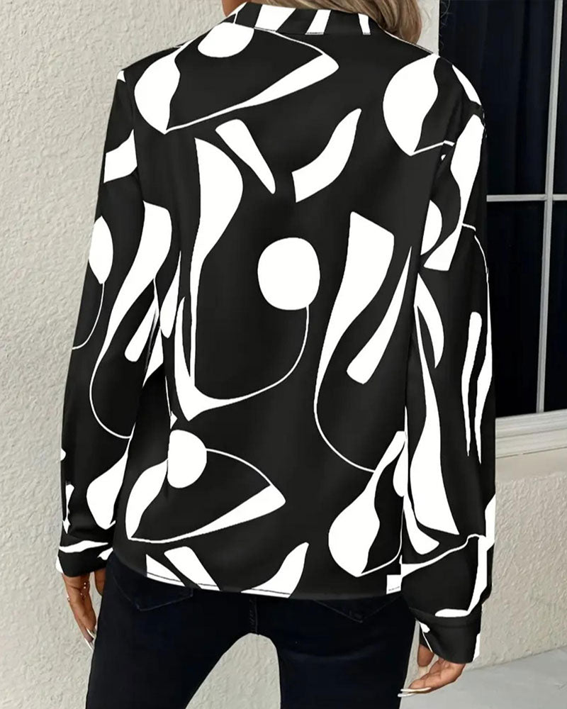 Abstract Geometric Print Blouse