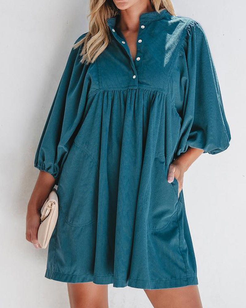 Plain Corduroy Mini Dress