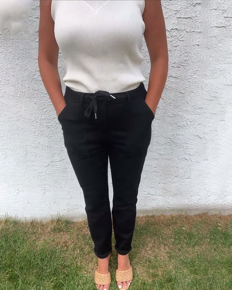 Solid Color Casual Stretch Pants