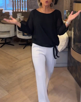 Simple Crewneck Solid Blouse