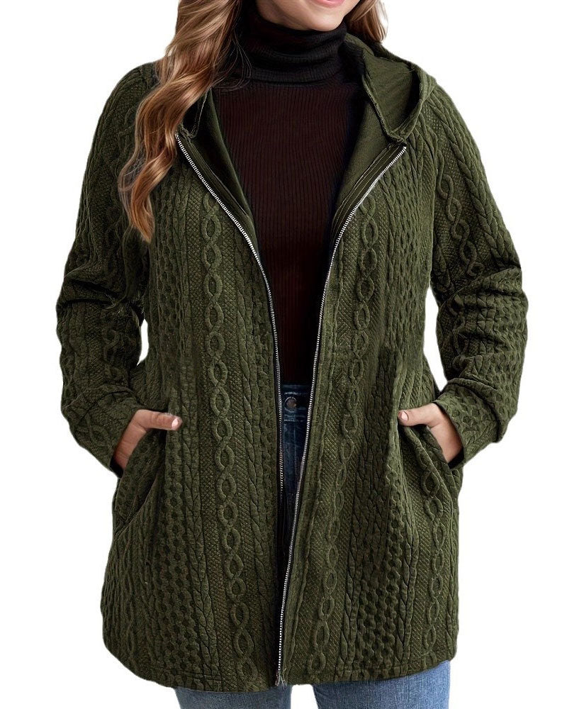 Solid Color Corrugated Hooded Coat