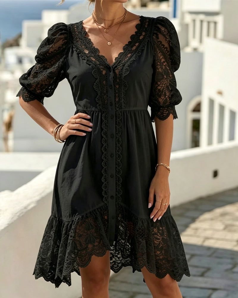 Puff Sleeve Lace Dress