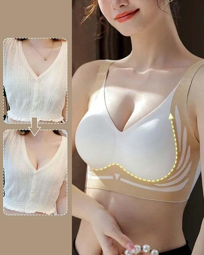 Lifting anti-sagging wireless push-up bra