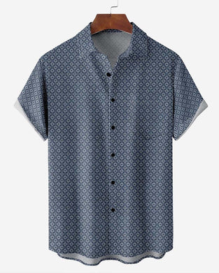 Lapel All-Over Print Small Geometric Shirt