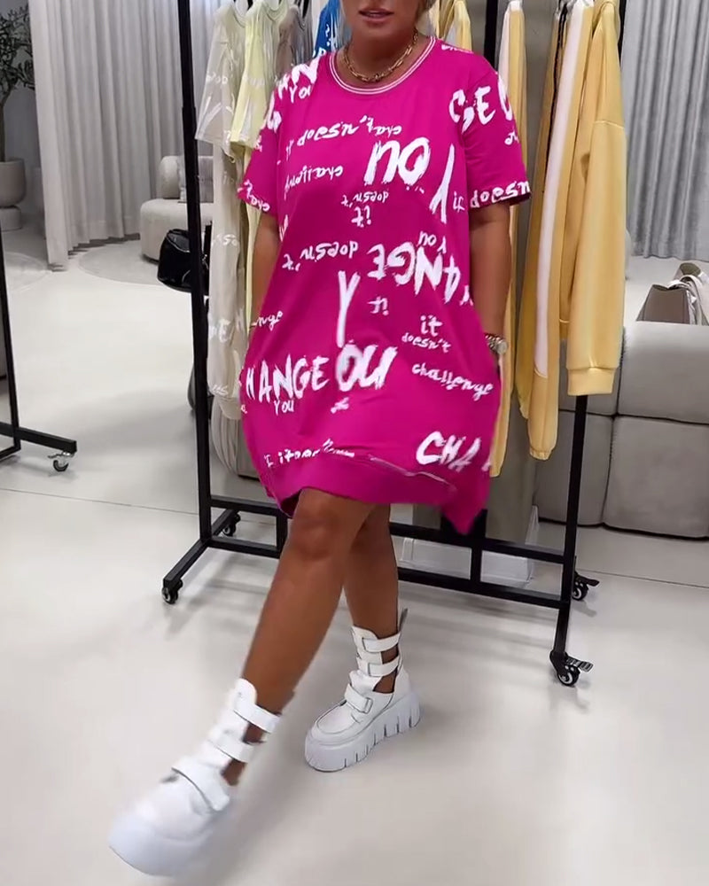 Loose Letter Print Dress