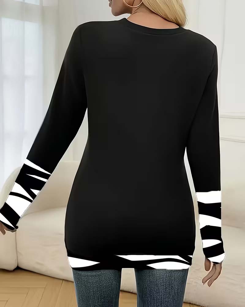 Striped Patchwork Long Sleeve Top