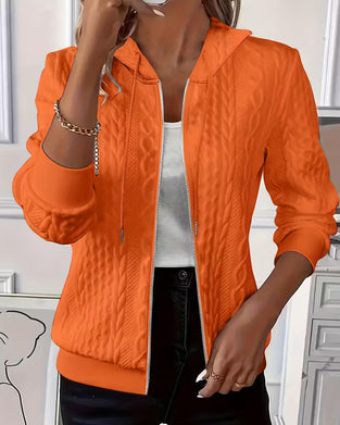 Hooded Jacquard Sweatshirt Coat