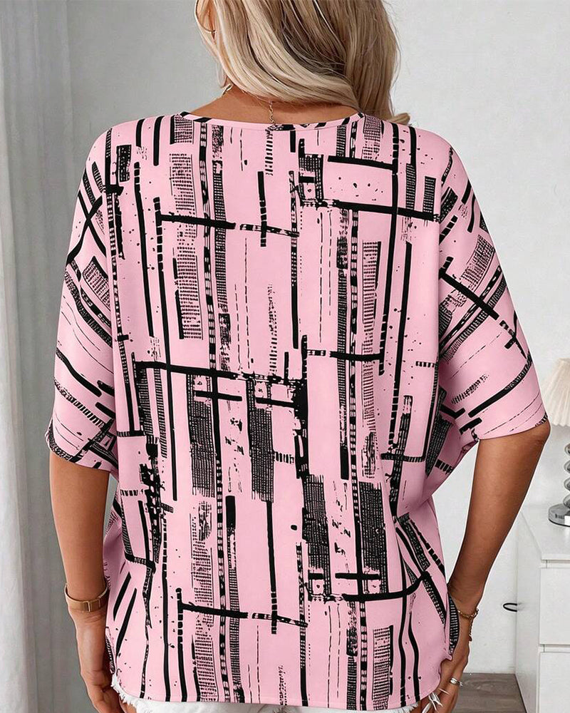 V-Neck Line Batwing Sleeve Blouse