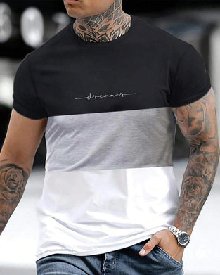 Color Block Crew Neck Short Sleeve T-Shirt