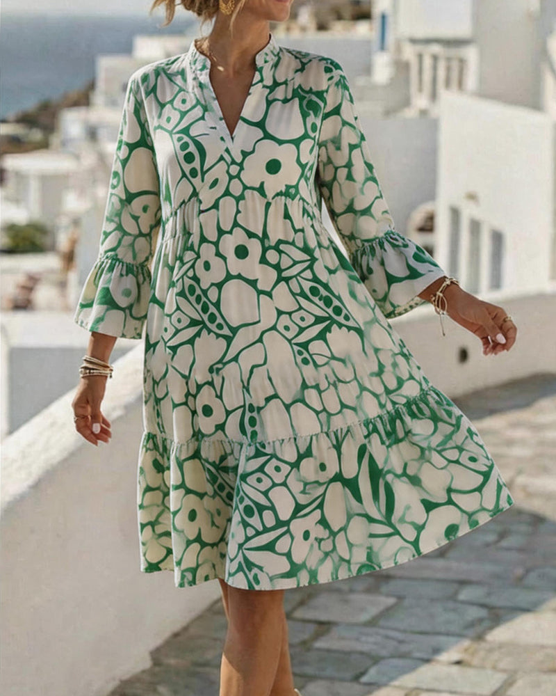 Printed V-Neck Dress