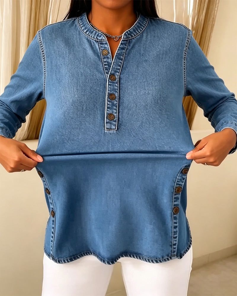 Casual Button Short Sleeve Top