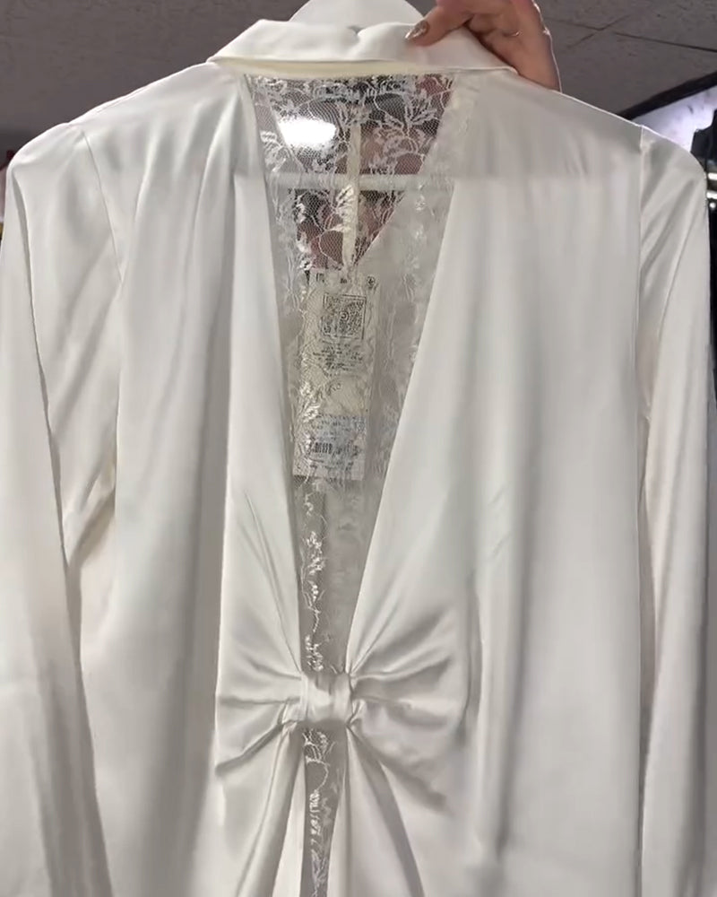 Stylish Bow-Tie Lace Blouse