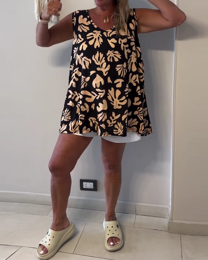 Abstract Plant Print Tank Top