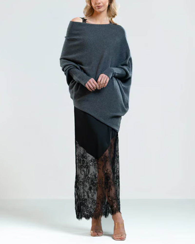 Innovative Asymmetric Draped Knitwear Apparel