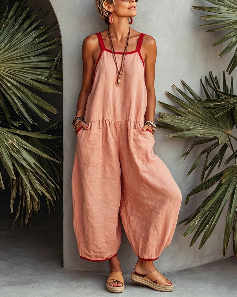 Color-Blocked Pocket Jumpsuit