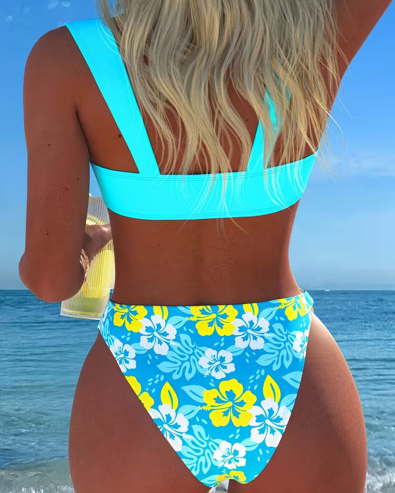 Ring Buckle Print Bikini