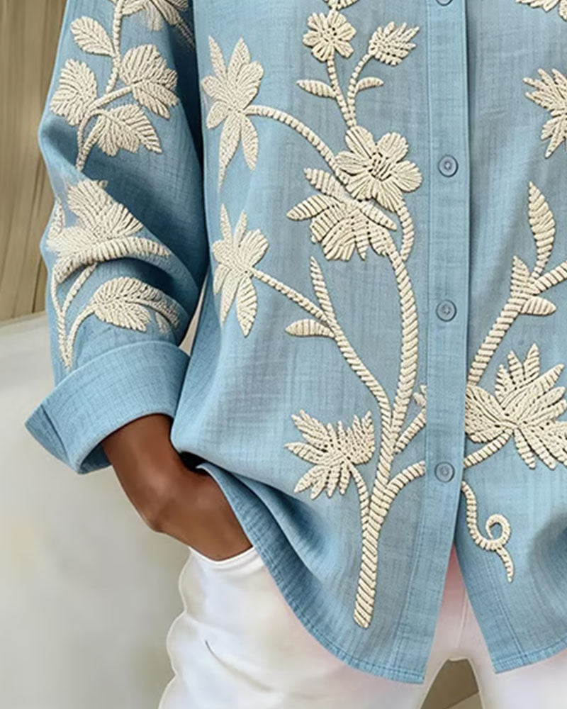 Casual Loose Embroidered Shirt