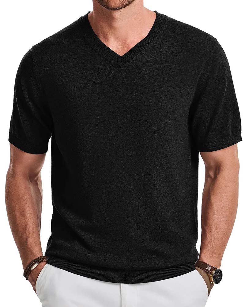 Mini V-Neck Casual Solid Pullover