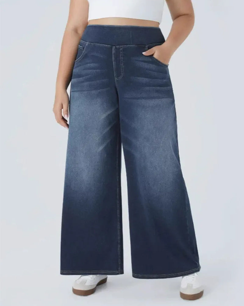 High-Waisted Washed Loose Baggy Casual Denim