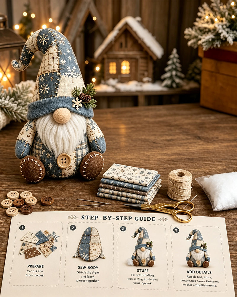 🧵 DIY Patchwork Gnome Kit – Create Your Own Adorable Gnome 🧙‍♂️