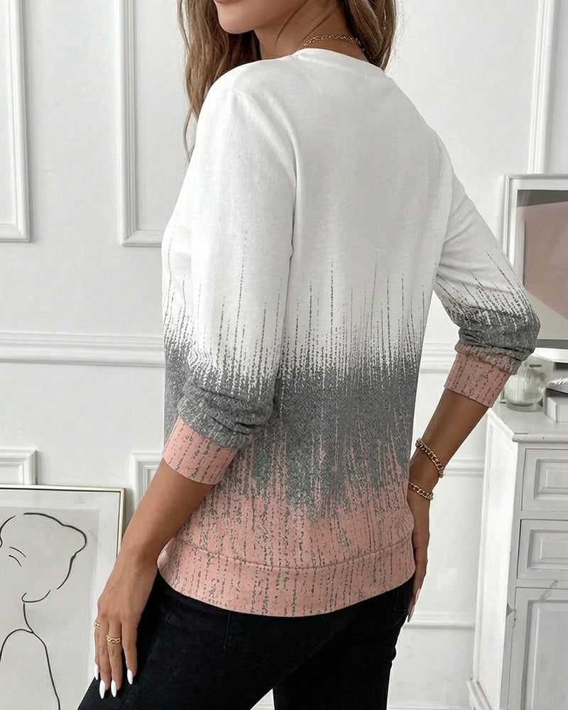 Half-Zip Gradient Long Sleeve Sweatshirt