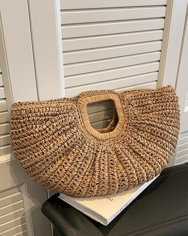 Moon-Shaped Straw Bag