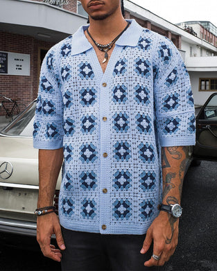 V-Neck Hollow Out Print Shirt T-Shirt