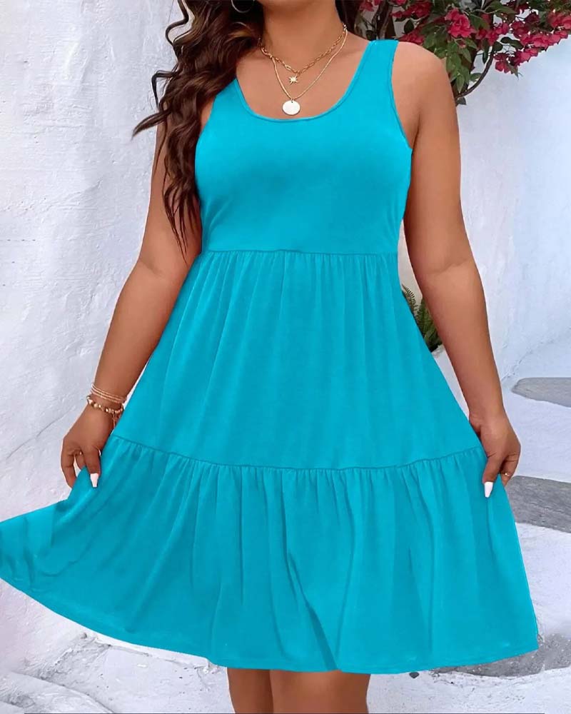 Double Layer Tiered Ruffle Tank Dress