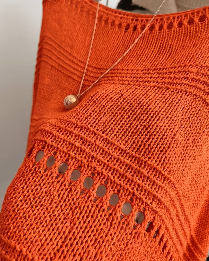 One-Shoulder Hollow Out Knit Pullover