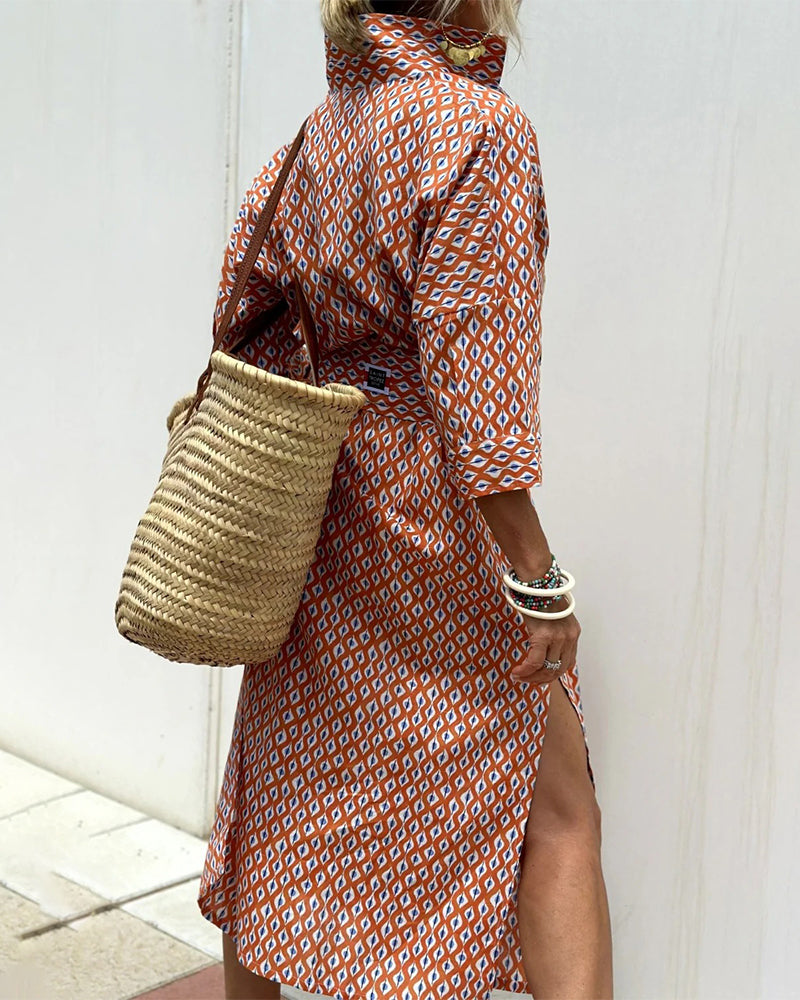 Side-Slit Shirt Dress