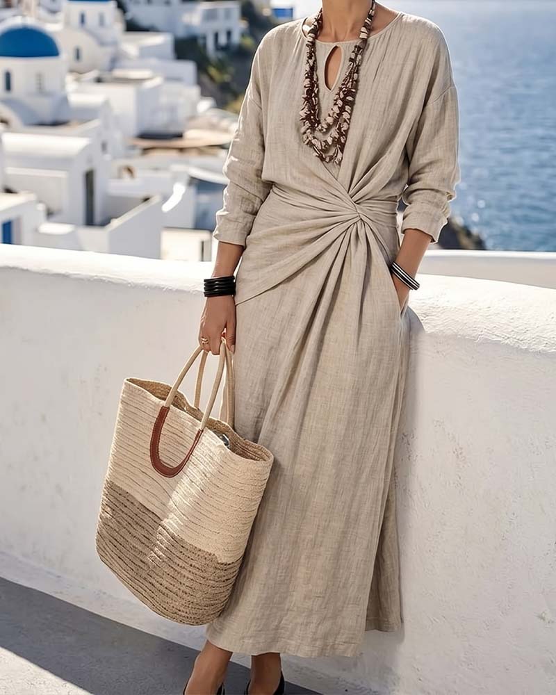 Hollow Out Side Twist Knot Dress