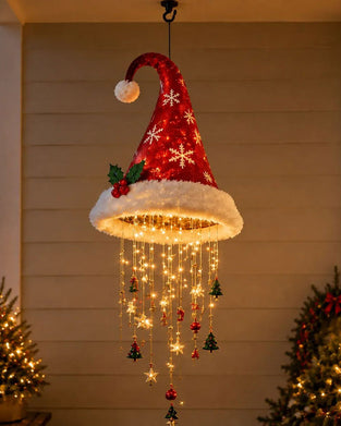 🎅 Lighted Santa Hat Hanging Chandelier 🎄