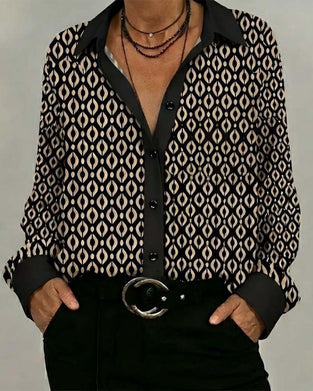 Geometric Color-Block Patchwork Shirt