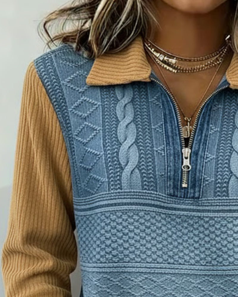 Color-Blocked Jacquard Sweatshirt