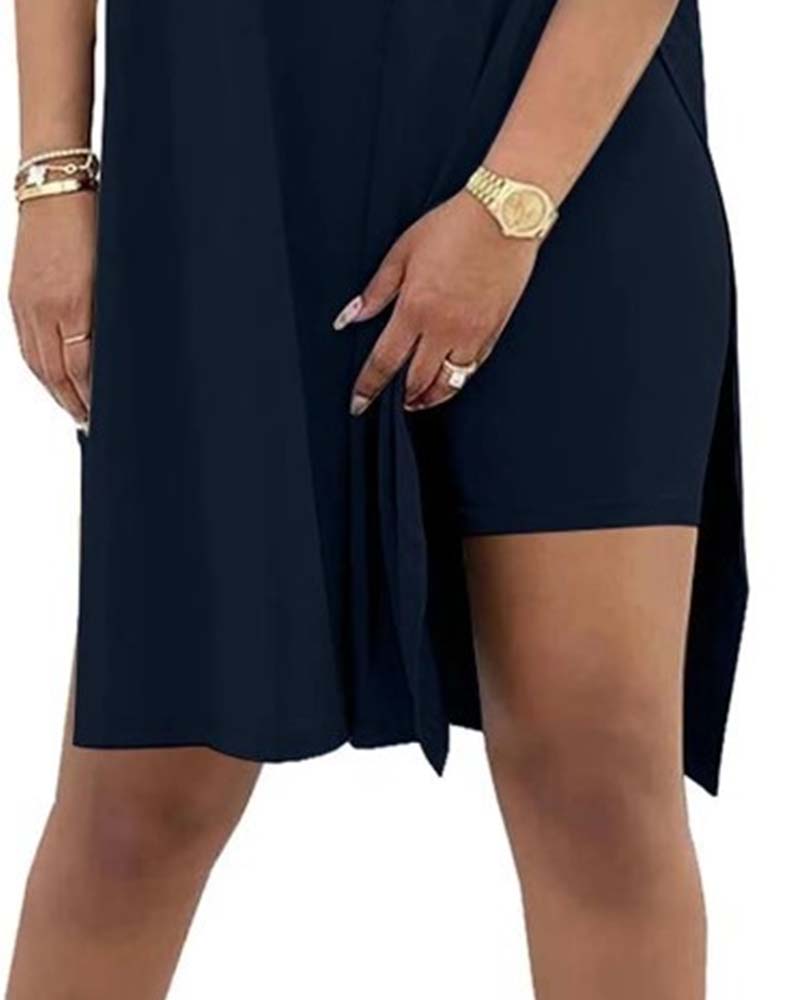 Solid Color Loose Short-Sleeve Pants Set