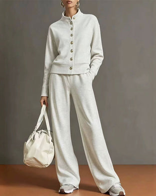 Snap-Button Hoodie And Sweatpants Set